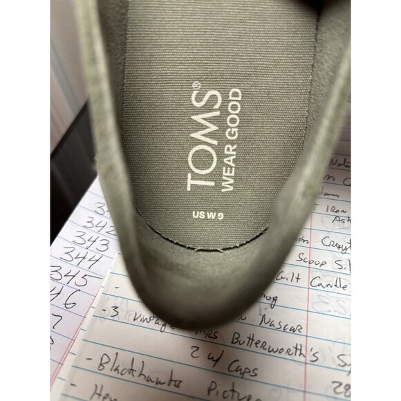 Toms Women’s Size 9 Alpargata Vetiver Suede Leather Wrap Gray Green SlipOn Shoes - Picture 10 of 11